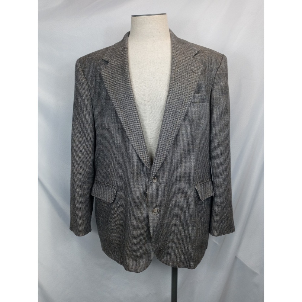 Haggar Imperial‎ Mens 46 Sport Coat Blazer Tweed Brown Gray Academic 90s